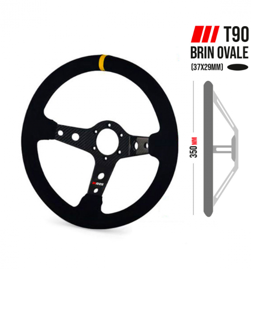 RRS CARBON STEERING WHEEL - F90 350MM - BLACK SUEDE