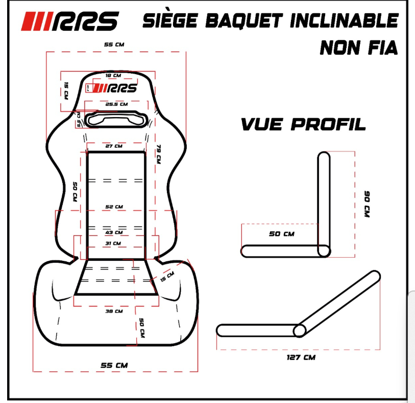 RRS - Reclining black race seat with slider