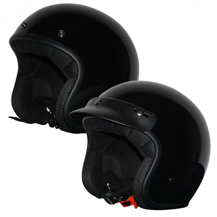 RRS - LEASURE OPEN FACE CE 22-05 GLOSS BLACK HELMET