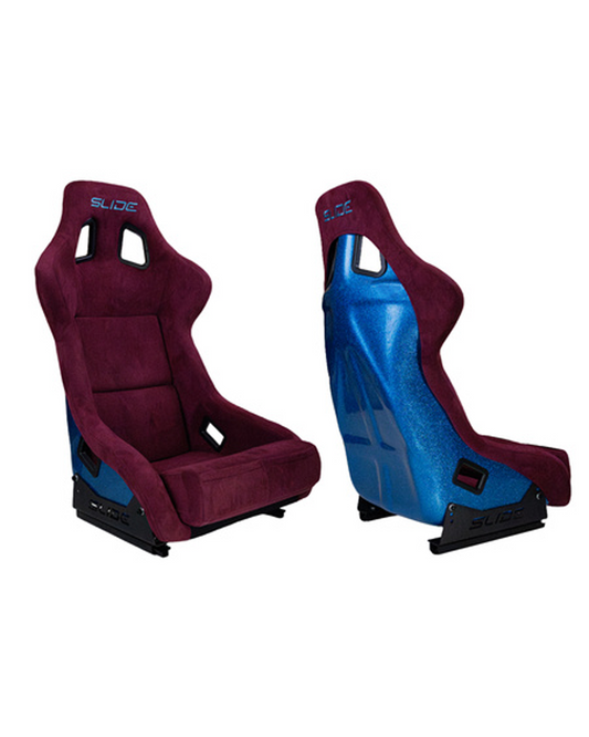SLIDE - RACING SEAT KS2 Premium Dark Purple Welur & Sea-Blue Glitter