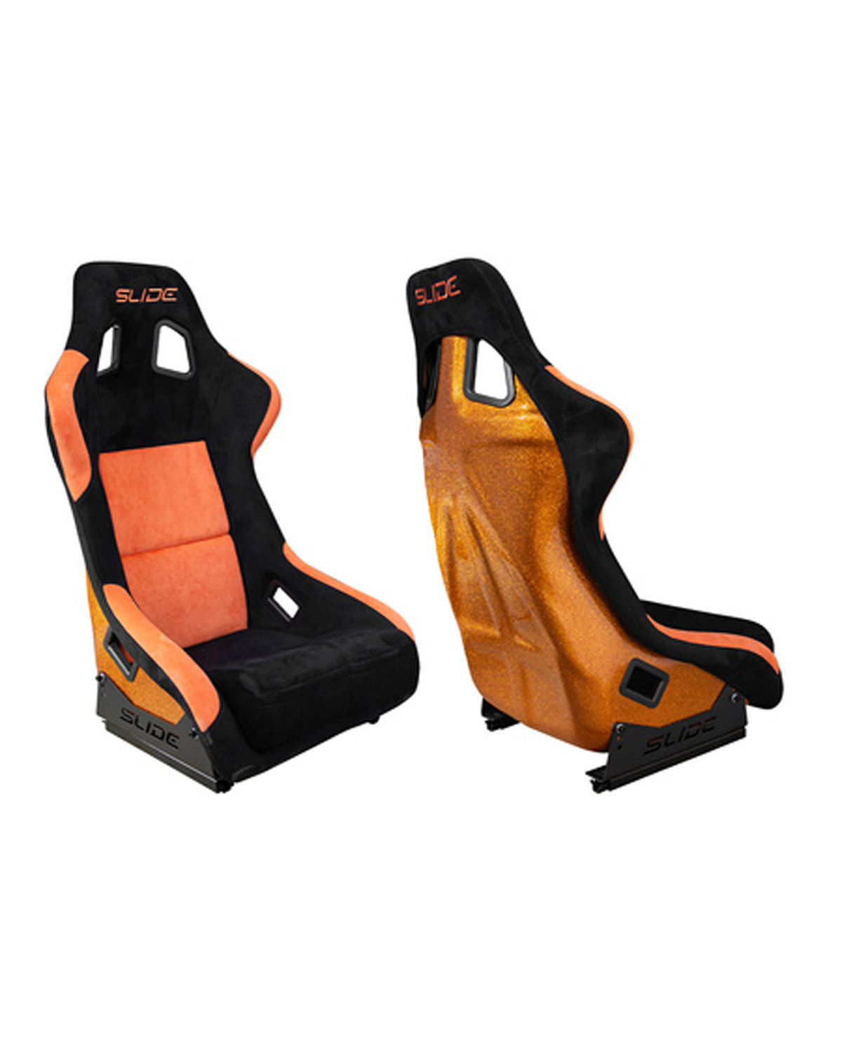 SLIDE - RACING SEAT KS2 Premium Black & Orange Suede Orange Glitter