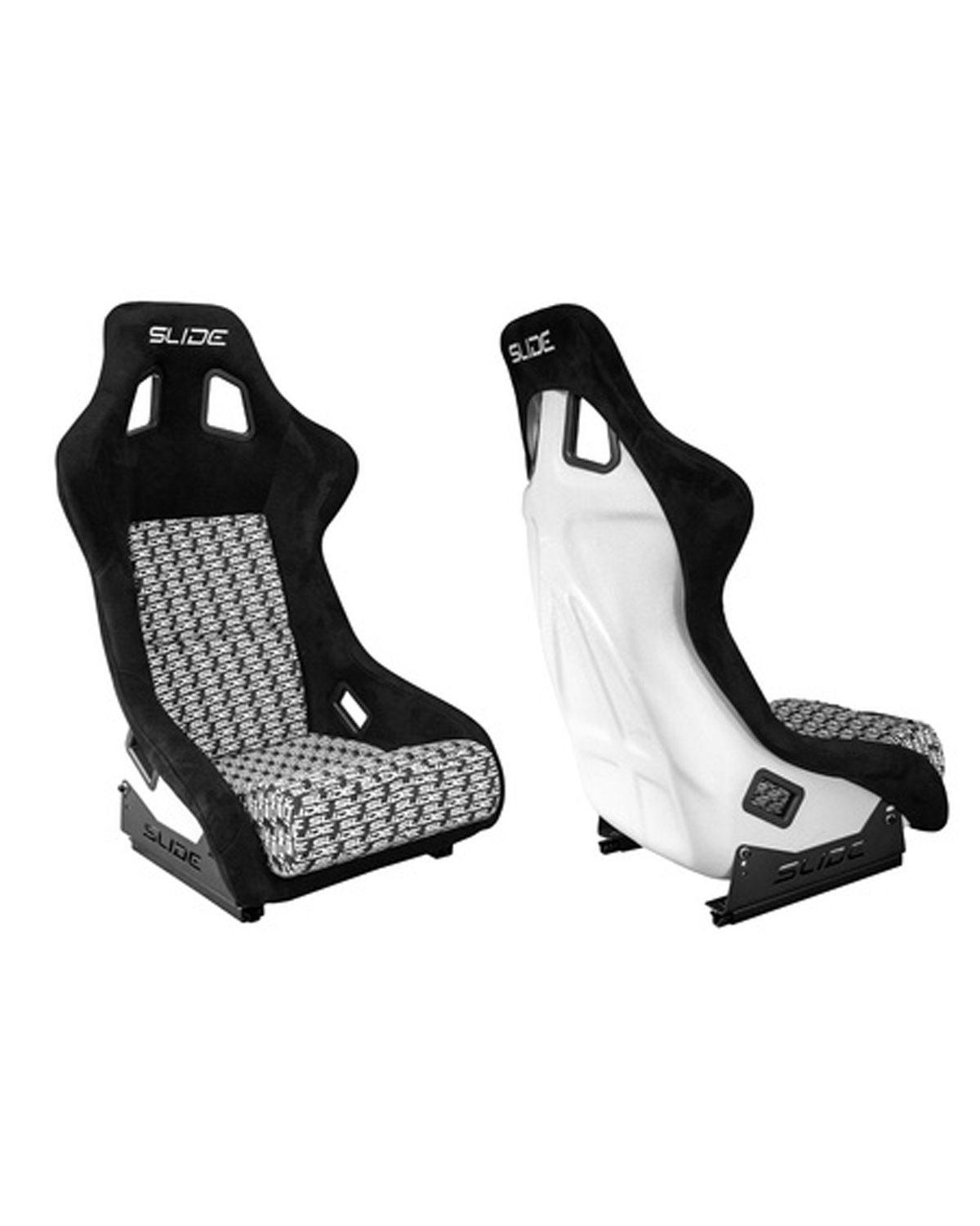 SLIDE - RACING SEAT KS2 Premium Black & Logo Pattern Suede White Glitter