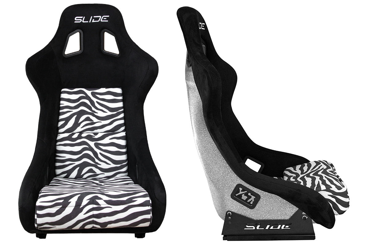 SLIDE - SPORTA KRĒSLS KS2 Premium Black & Zebra Suede Silver Glitter