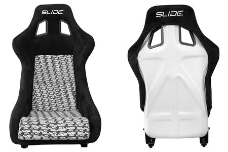 SLIDE - RACING SEAT KS2 Premium Black & Logo Pattern Suede White Glitter