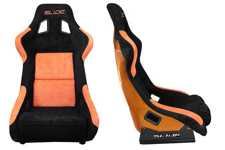 SLIDE - RACING SEAT KS2 Premium Black & Orange Suede Orange Glitter