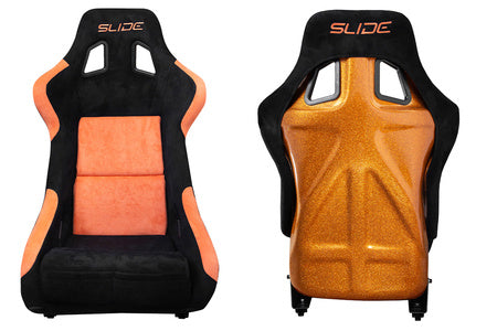 SLIDE - RACING SEAT KS2 Premium Black & Orange Suede Orange Glitter