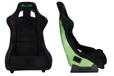 SLIDE - RACING SEAT KS2 Premium Black & Welur Green Glitter