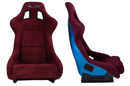 SLIDE - RACING SEAT KS2 Premium Dark Purple Welur & Sea-Blue Glitter